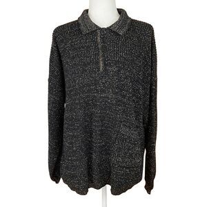 Vintage '80s Pierre Cardin Women's Sweater Size M Black Gold Metallic Pocket